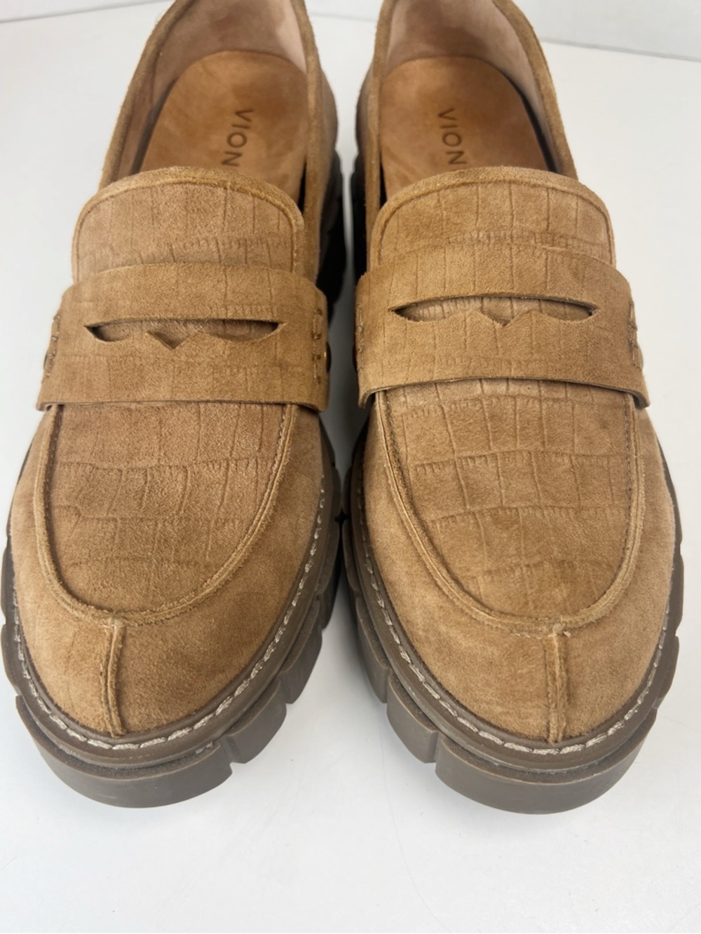 VIONIC Women’s Size 10 Tan Brown Nubuck Elodie Platform Penny Loafer - Picture 7 of 12
